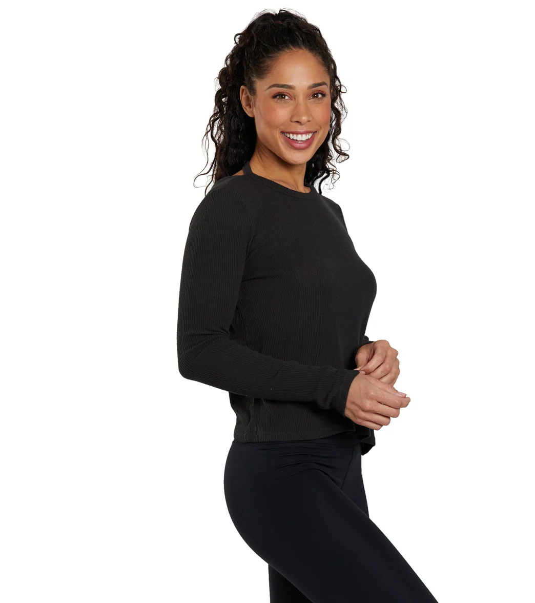 Spiritual Gangster Twist Long Sleeve Ballet Rib Top