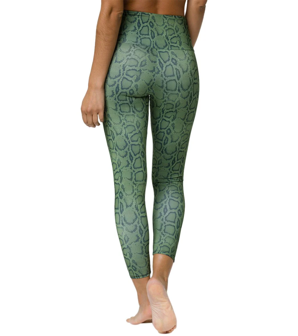 Onzie High Waisted Basic 7/8 Yoga Leggings Olive Cobra