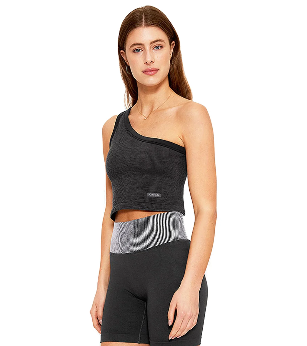 Cream Yoga Joy Tank Bra (One Shoulder)