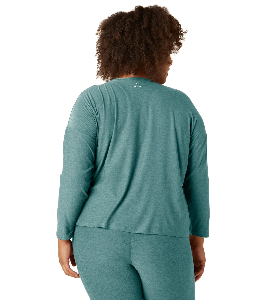 Beyond Yoga Plus Featherweight Morning Light Cropped Pullover