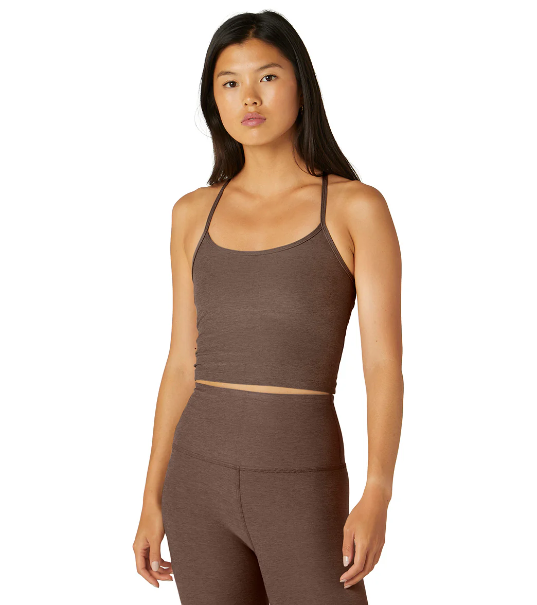 Beyond Yoga Spacedye Slim Racerback Cropped Tank Truffle Heather