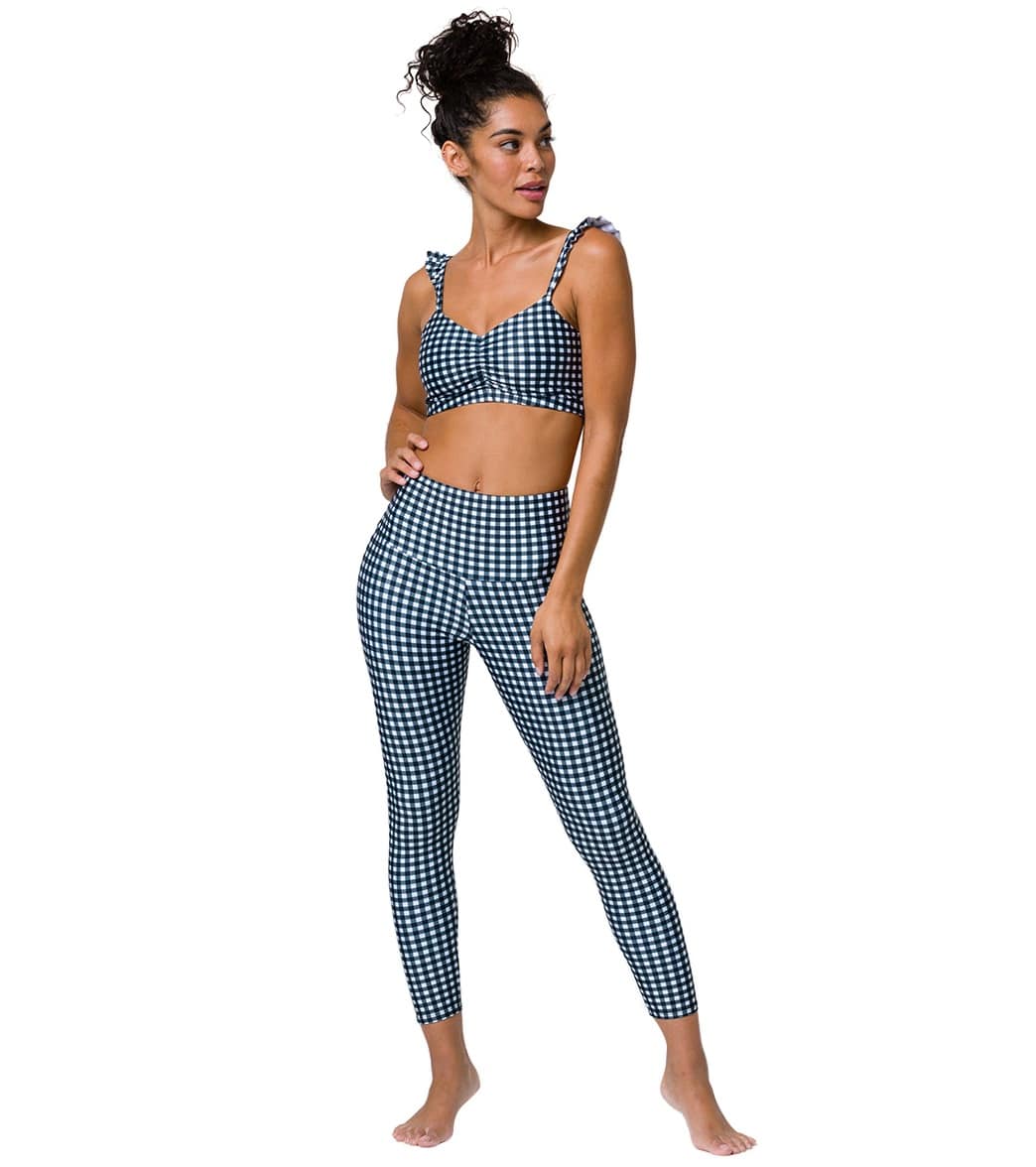 Onzie High Waisted Basic 7/8 Yoga Leggings Gingham