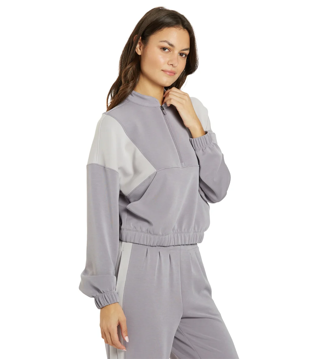 Thrive Societe Blocked Half Zip Pullover