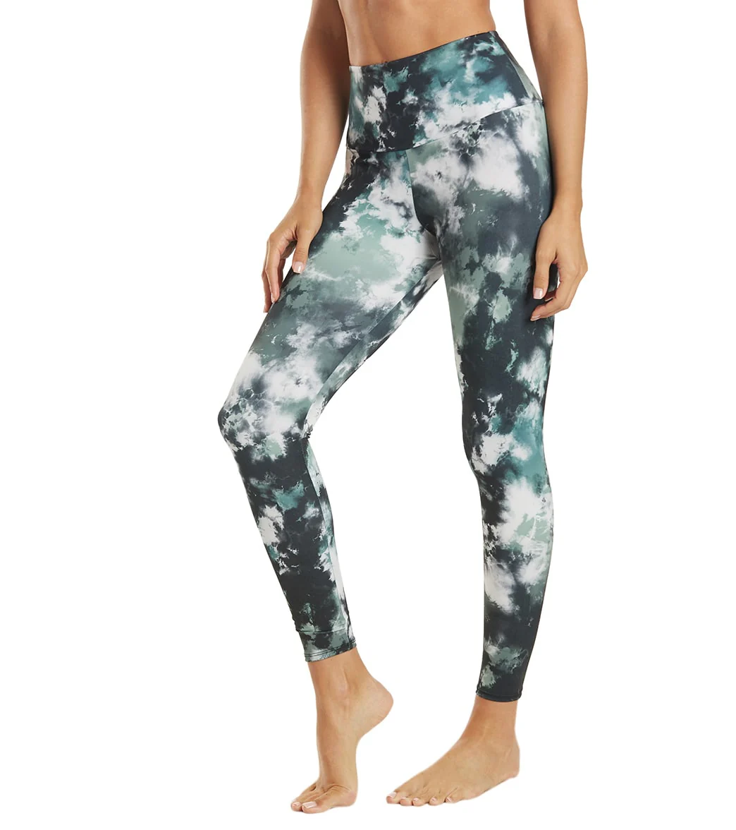 Onzie High Waisted Basic 7/8 Yoga Leggings Evergreen Tie Dye