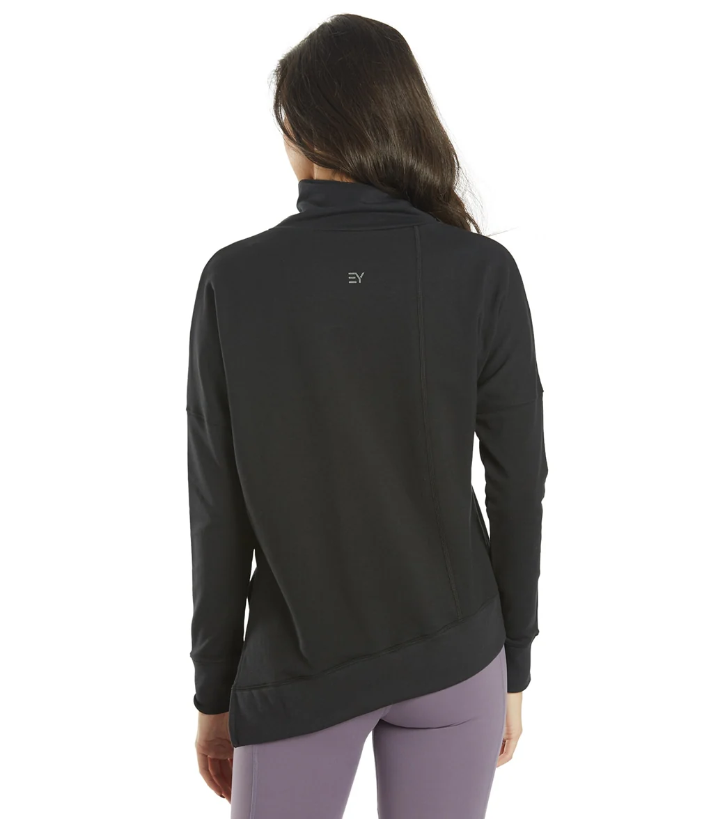 Everyday Yoga Shine Solid Roll Neck Asymmetric Sweatshirt