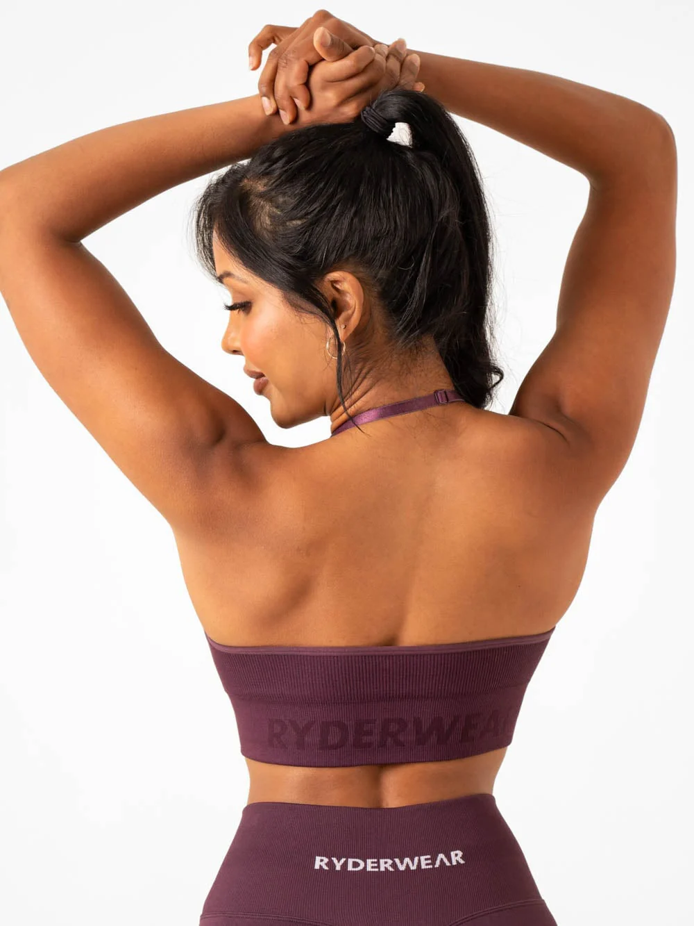 Lift Rib Seamless Halter Sports Bra - Plum