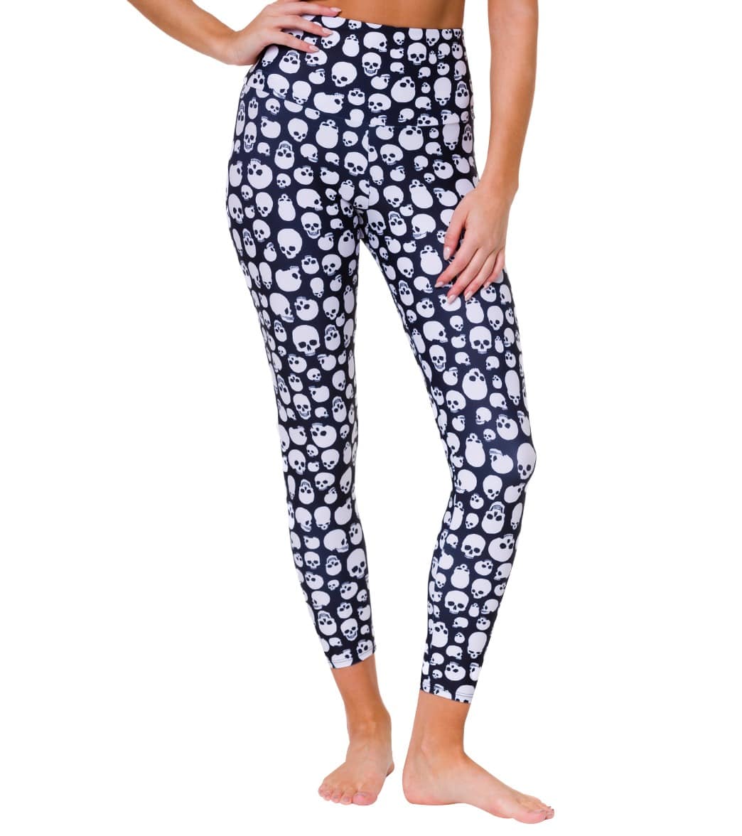 Onzie High Waisted Basic 7/8 Yoga Leggings Skulls