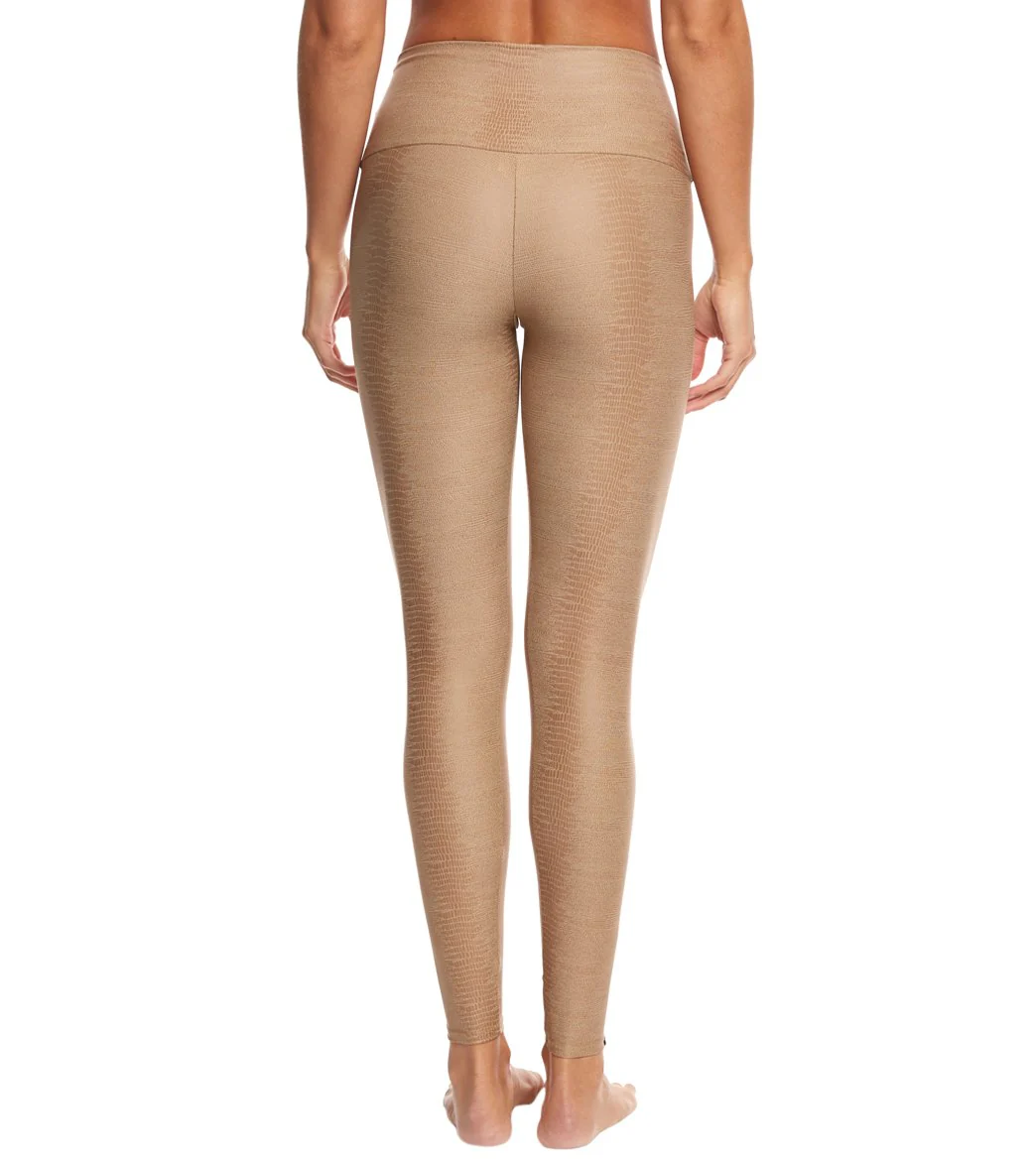 Onzie High Waisted Yoga Leggings Taupe Snake