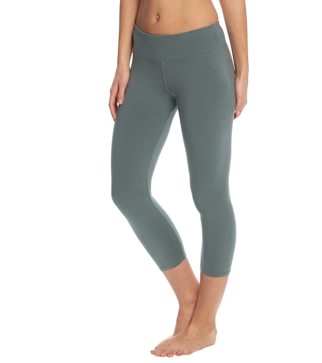 Hard Tail Flat Waisted Cotton Yoga Capris