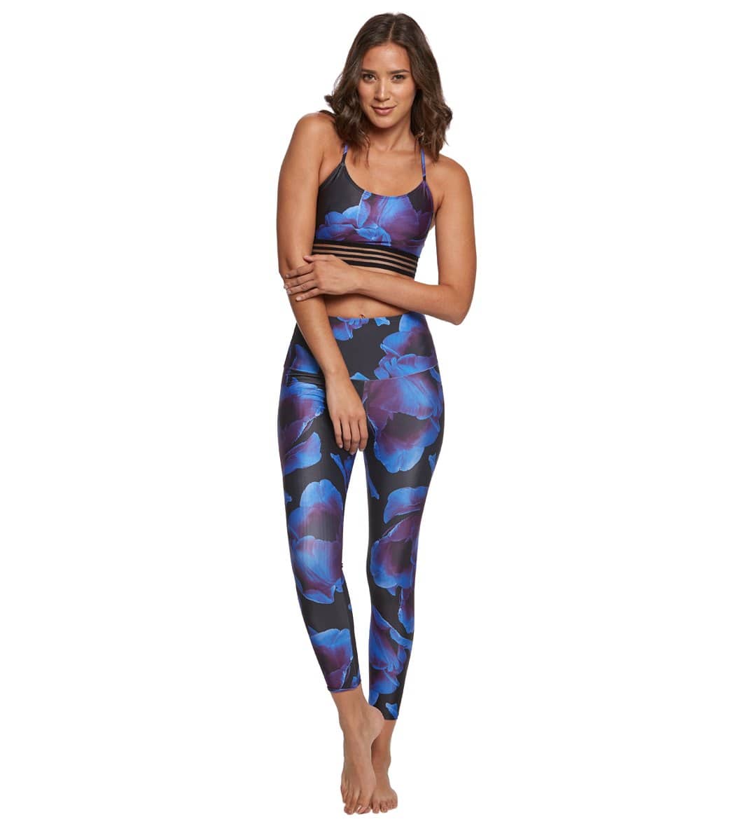 Onzie High Waisted Basic 7/8 Yoga Leggings Midnight Anemone
