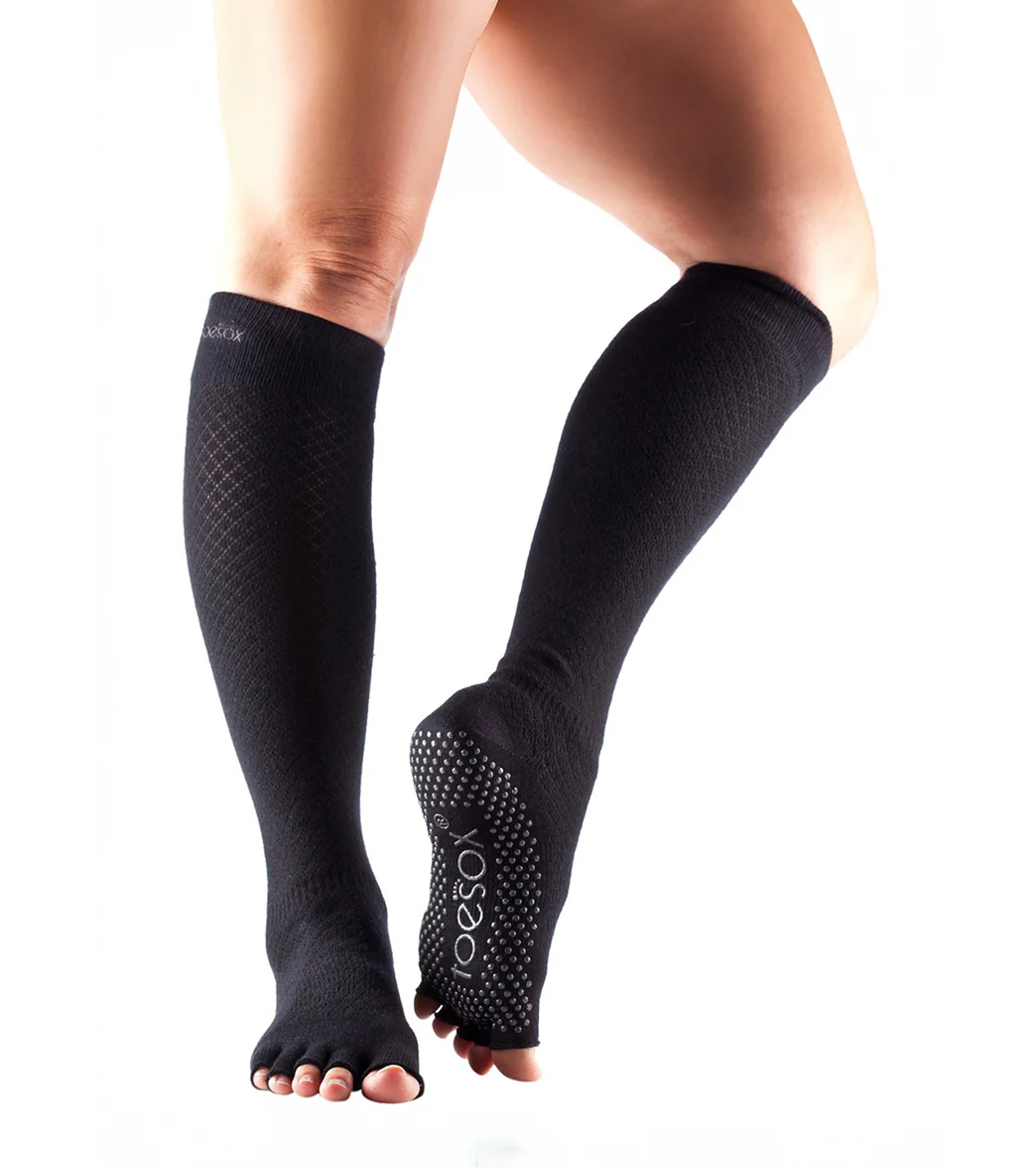 Toesox Knee High Scrunch Half-Toe Yoga Grip Socks