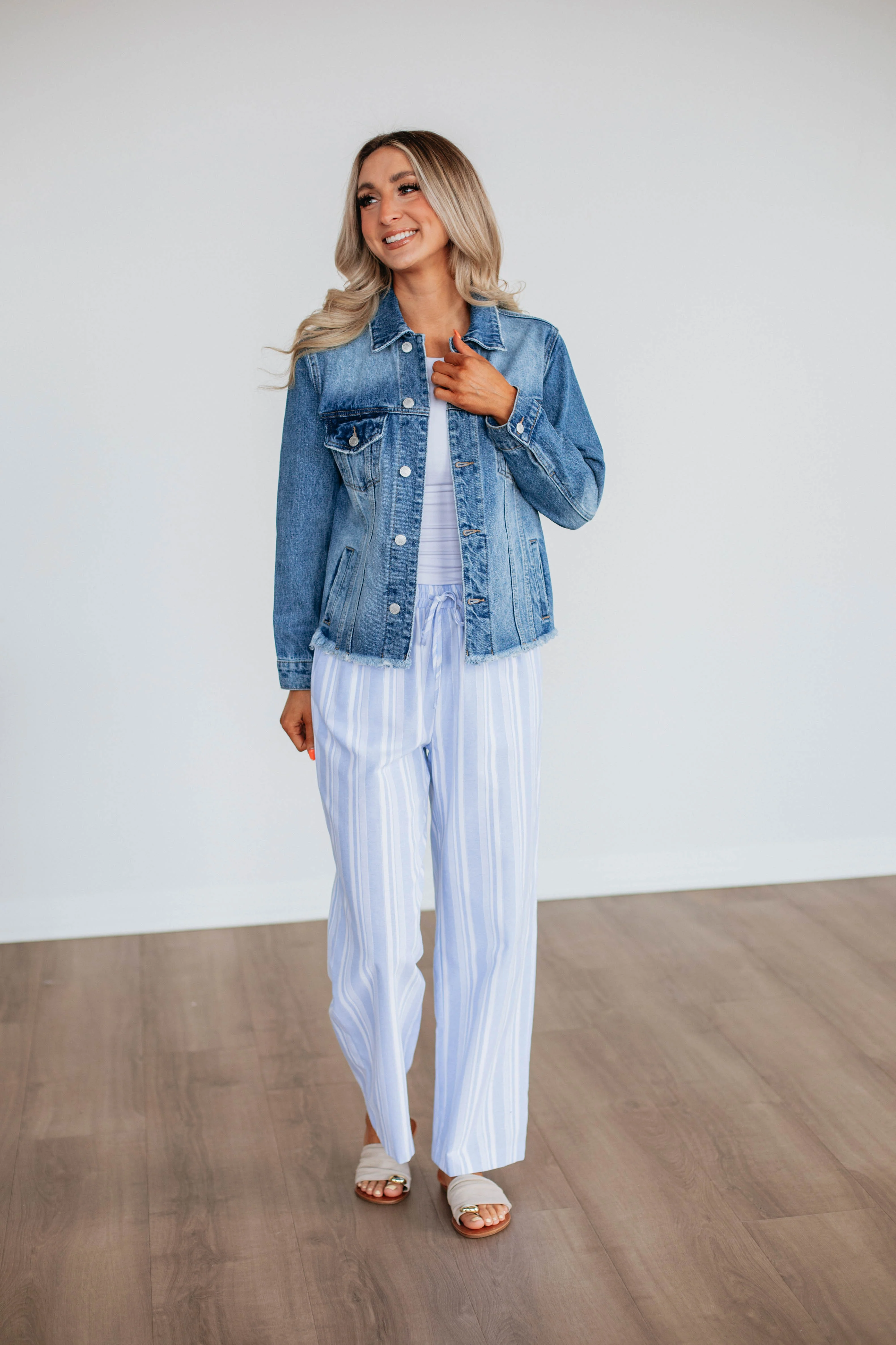 Marlowe Striped Pants - Powder Blue Mix