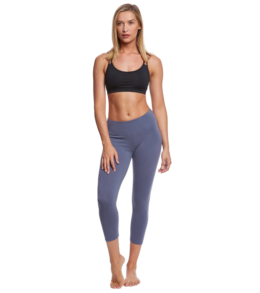 Hard Tail Flat Waisted Cotton Yoga Capris