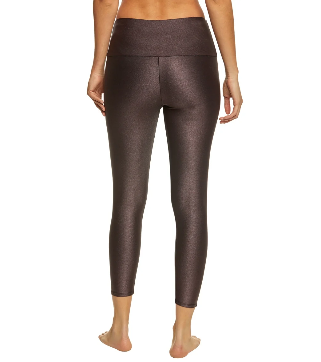 Onzie High Waisted Basic 7/8 Yoga Leggings Plum Sparks