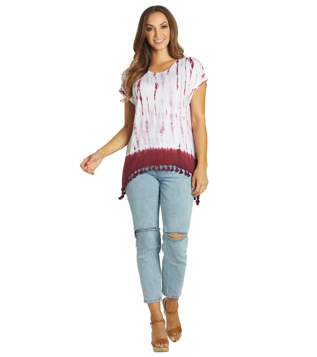 Yak & Yeti Gypsy Tie Dye Tassel Hem Tee