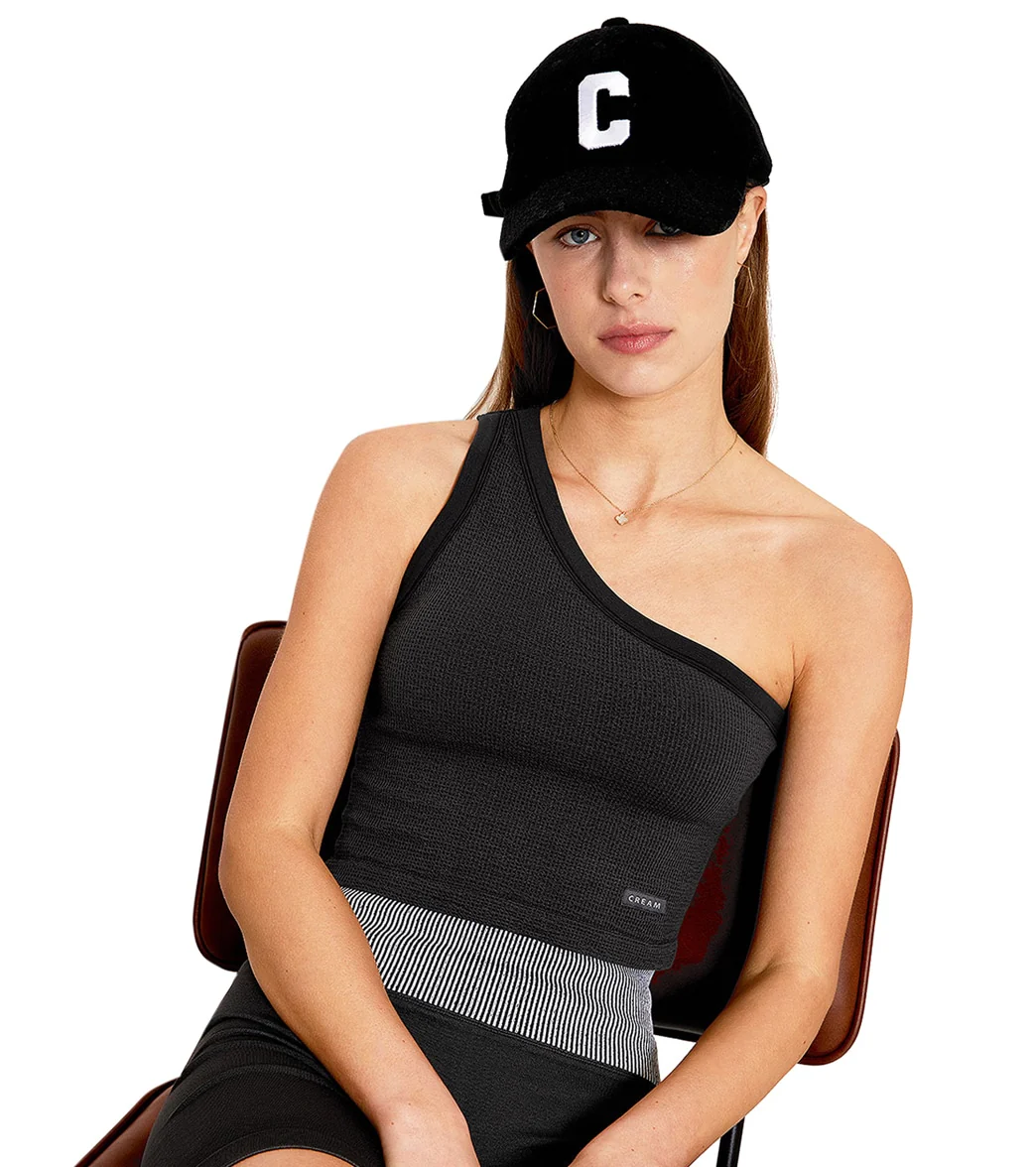 Cream Yoga Joy Tank Bra (One Shoulder)