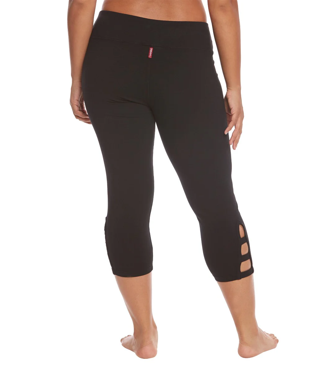 Hard Tail Plus Size Flat Waist Cage Cotton Yoga Capris