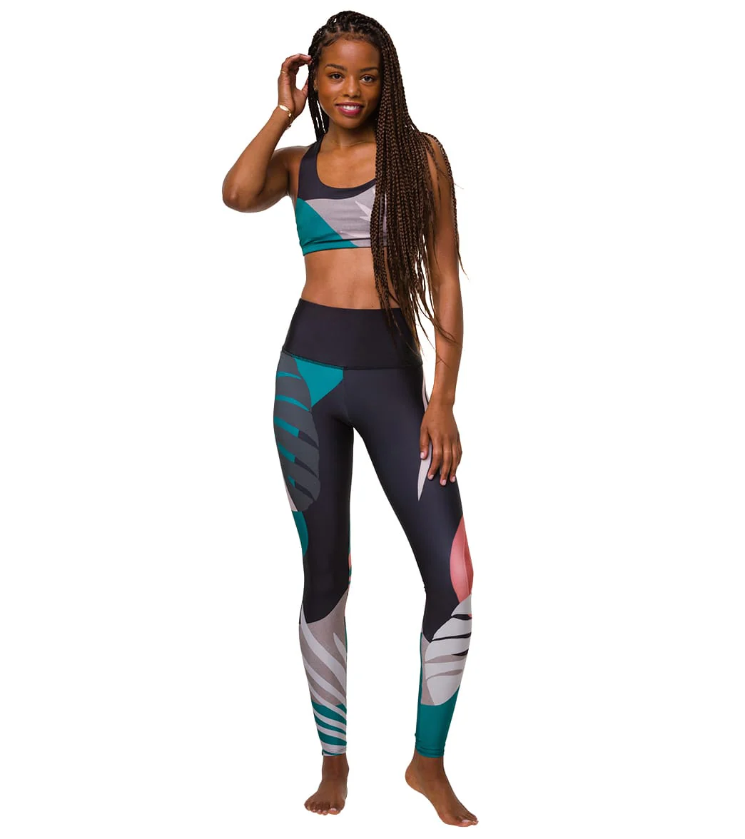 Onzie High Waisted Graphic Yoga Leggings Midnight Palm