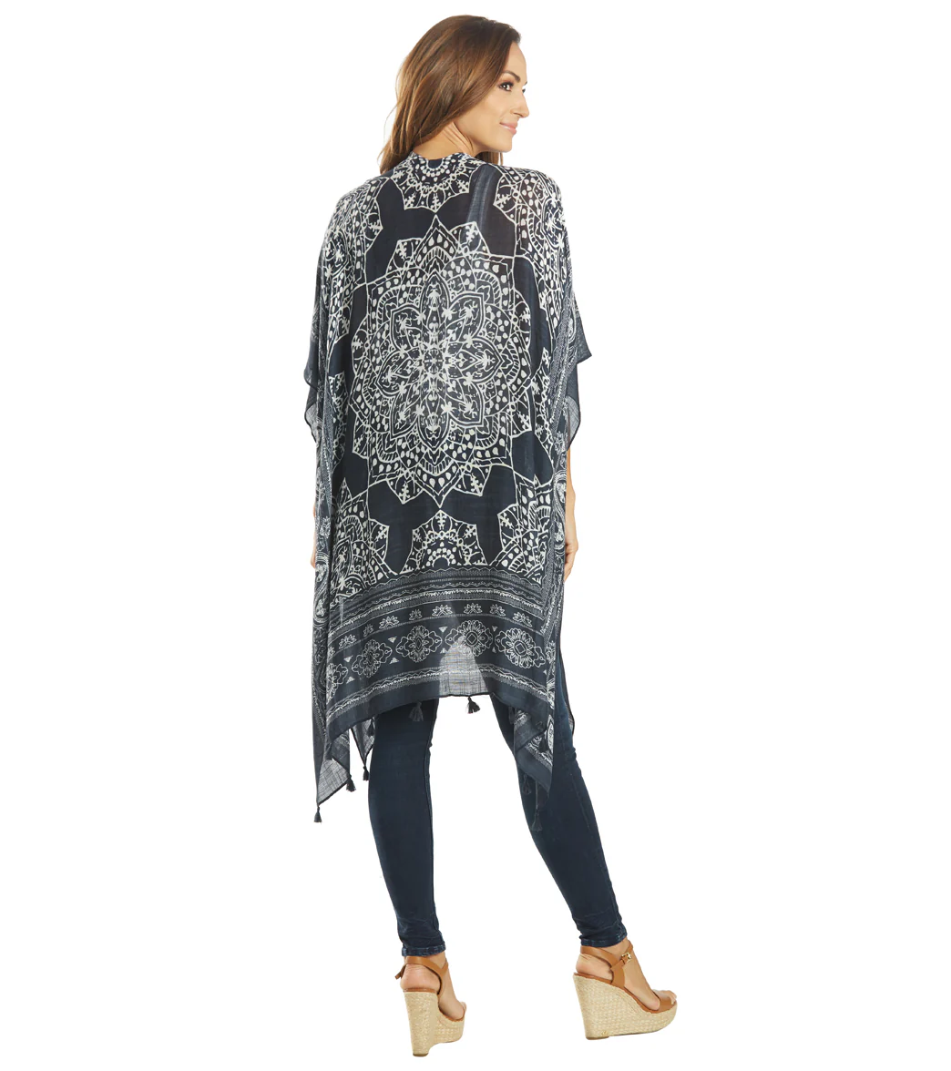 Yak & Yeti Kimono Wrap Mantra Floral With Tassels
