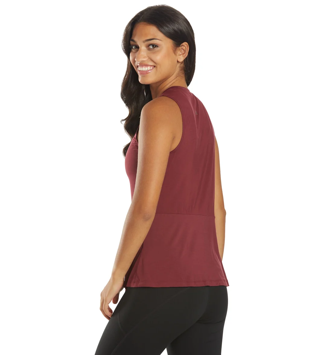 Everyday Yoga Blossom Solid Peplum Layering Muscle Tank