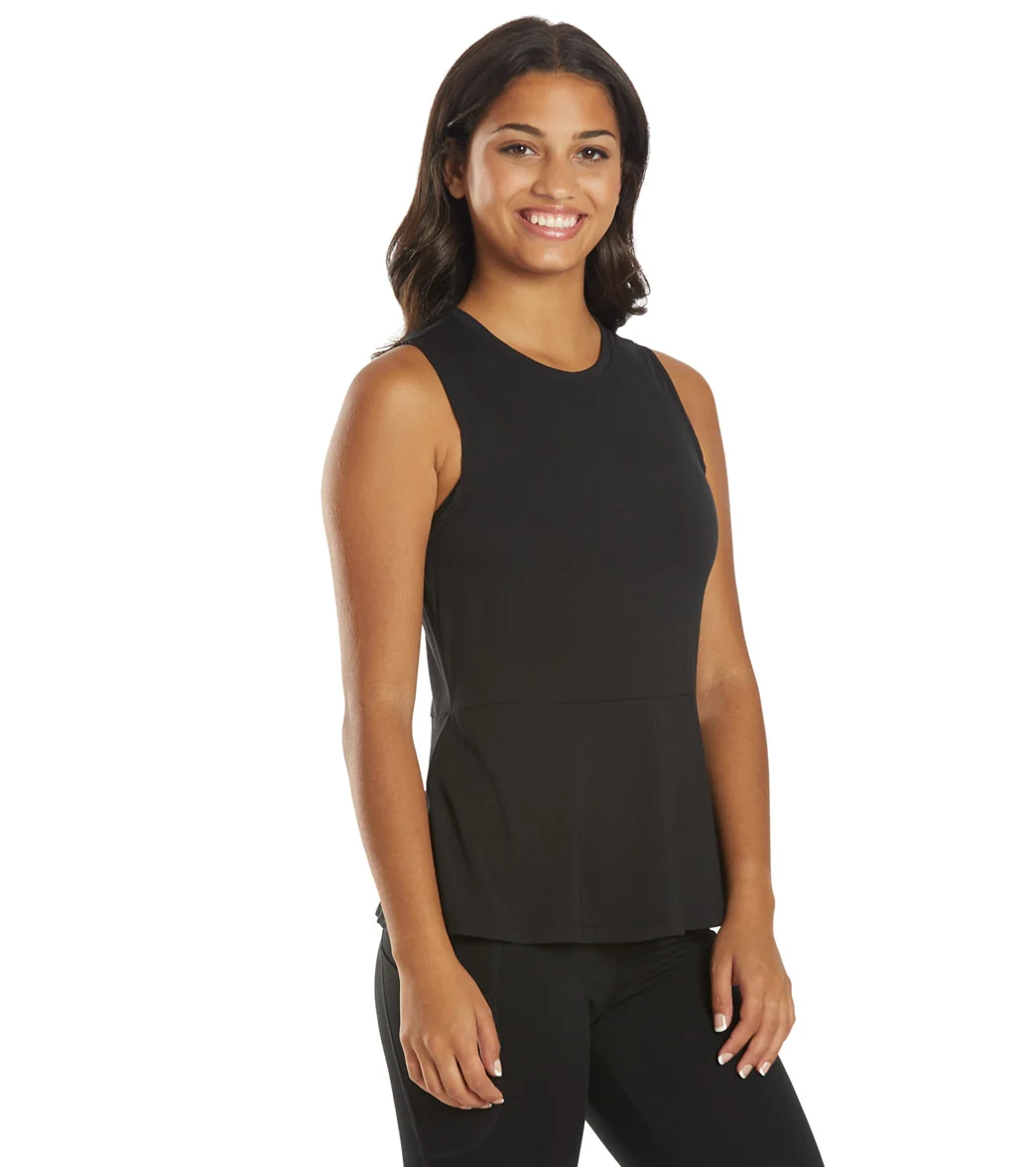 Everyday Yoga Blossom Solid Peplum Layering Muscle Tank