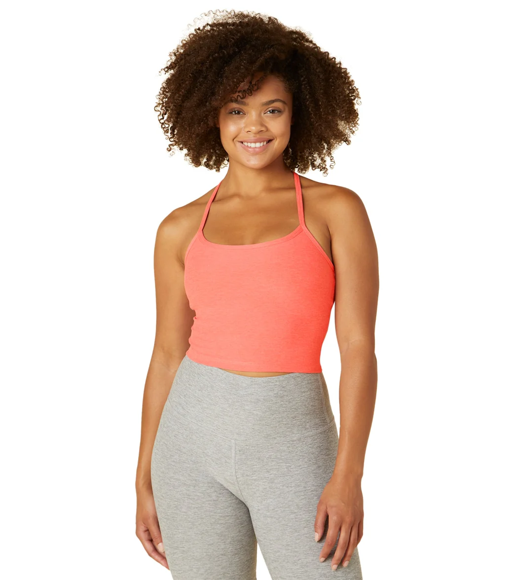 Beyond Yoga Spacedye Slim Racerback Cropped Tank Electric Peach Heather