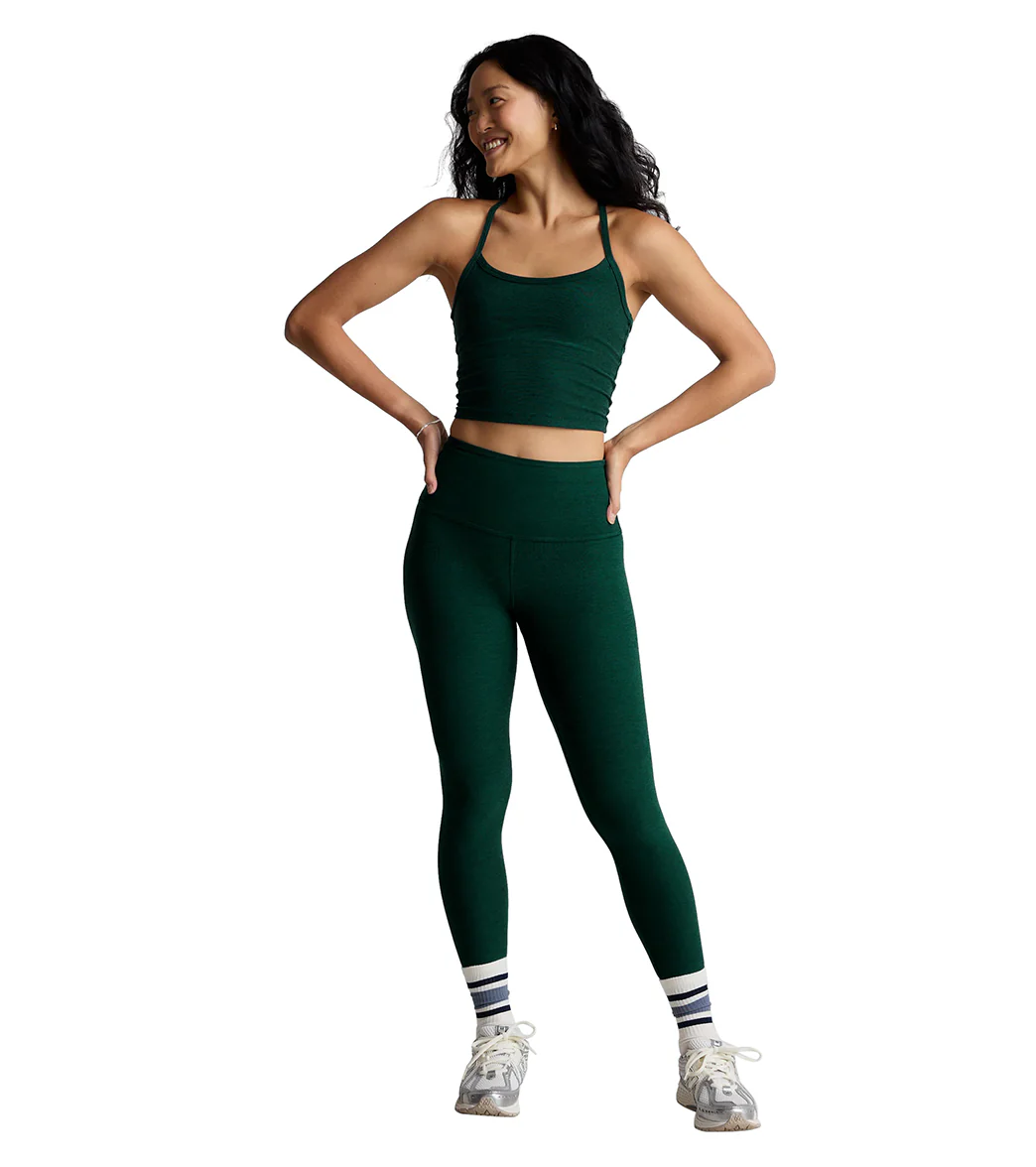 Beyond Yoga Spacedye High Waisted Caught In The Midi 7/8 Yoga Leggings Dark Spruce Green Heather