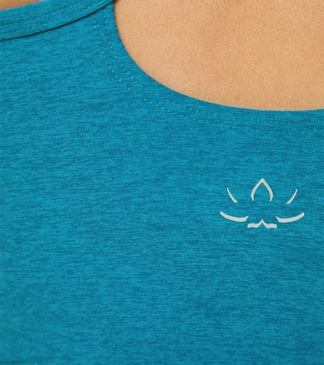 Beyond Yoga Spacedye Slim Racerback Cropped Tank Cerulean Blue Heather