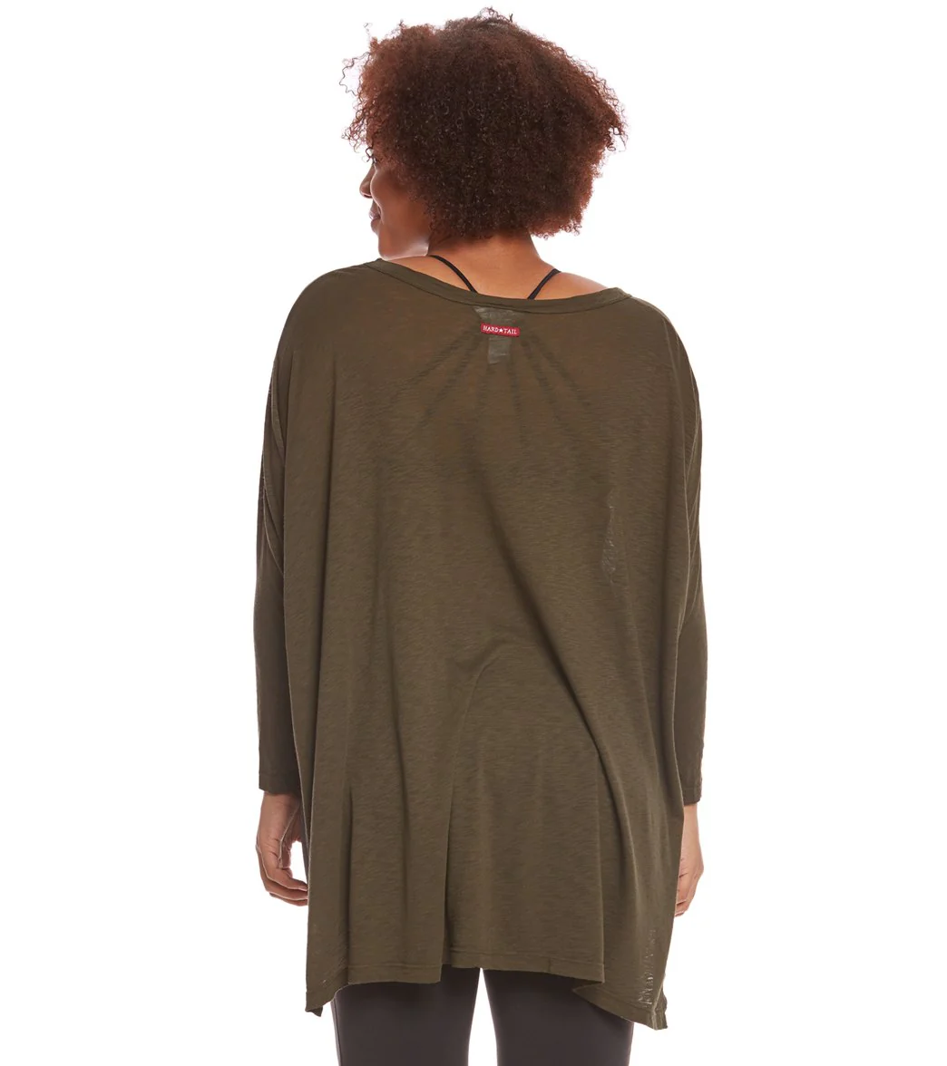 Hard Tail Plus Size Oversized 3/4 Sleeve Raglan Layering Top