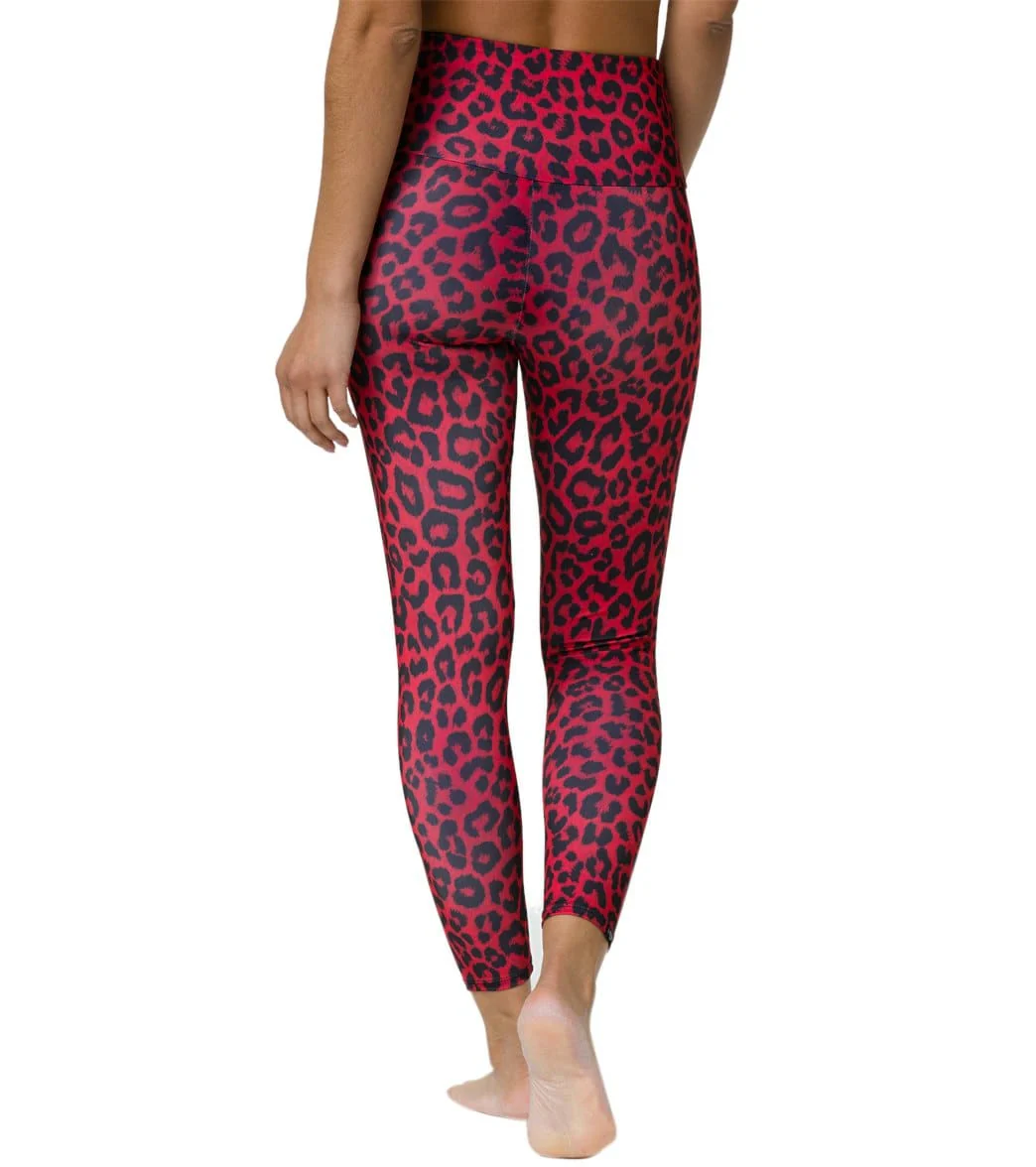 Onzie High Waisted Basic 7/8 Yoga Leggings Red Leopard