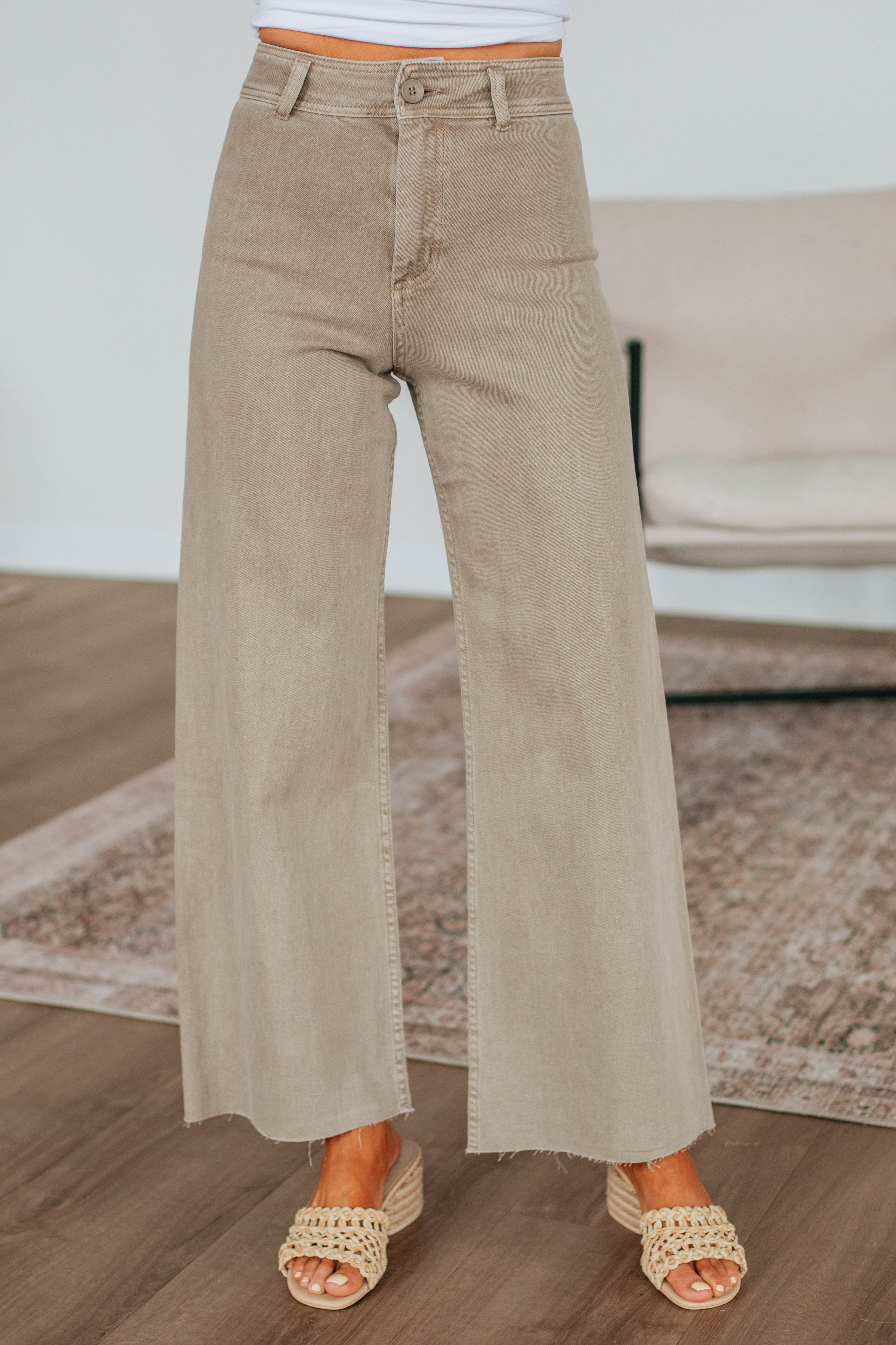 Linsley Wide Leg Pants - Khaki