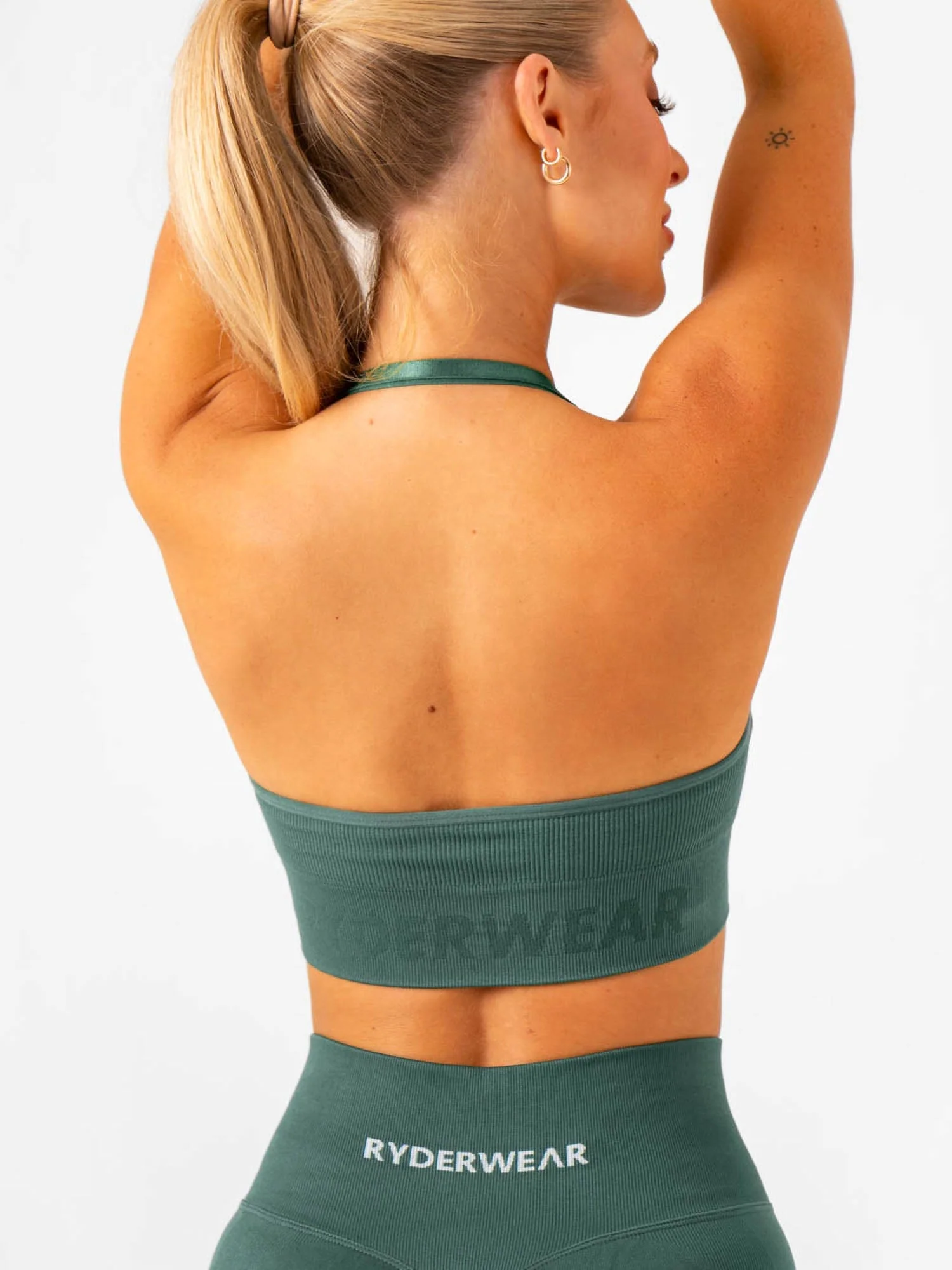 Lift Rib Seamless Halter Sports Bra - Petrol