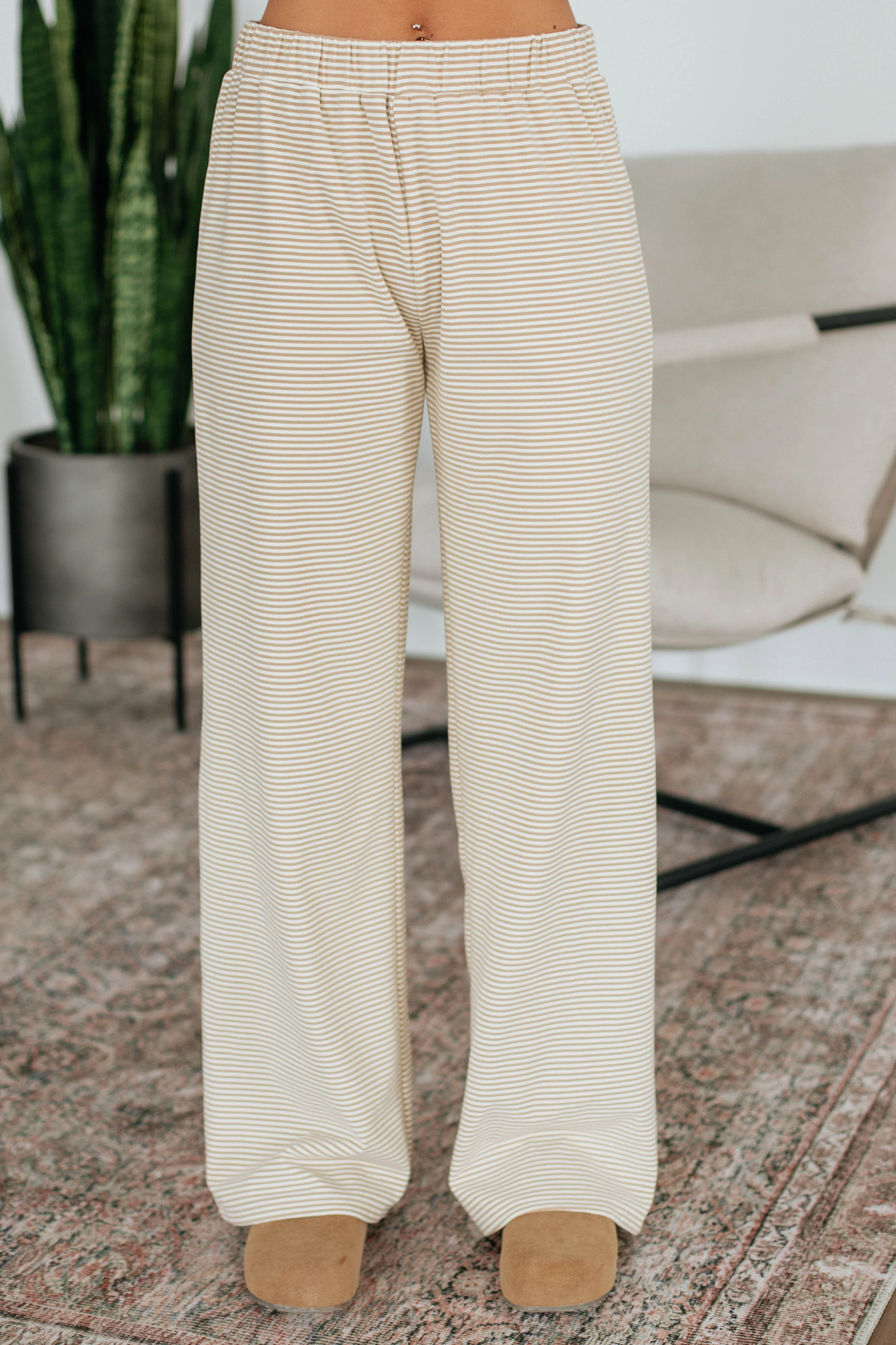 Cayla Striped Pants - Beige Mix
