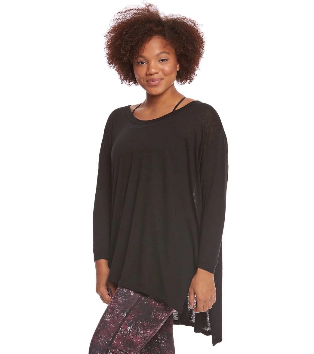 Hard Tail Plus Size Oversized 3/4 Sleeve Raglan Layering Top