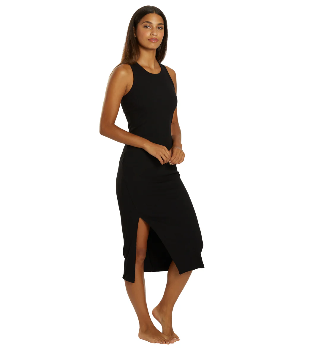 Marika Nikki Side Slit Ribbed Midi Dress