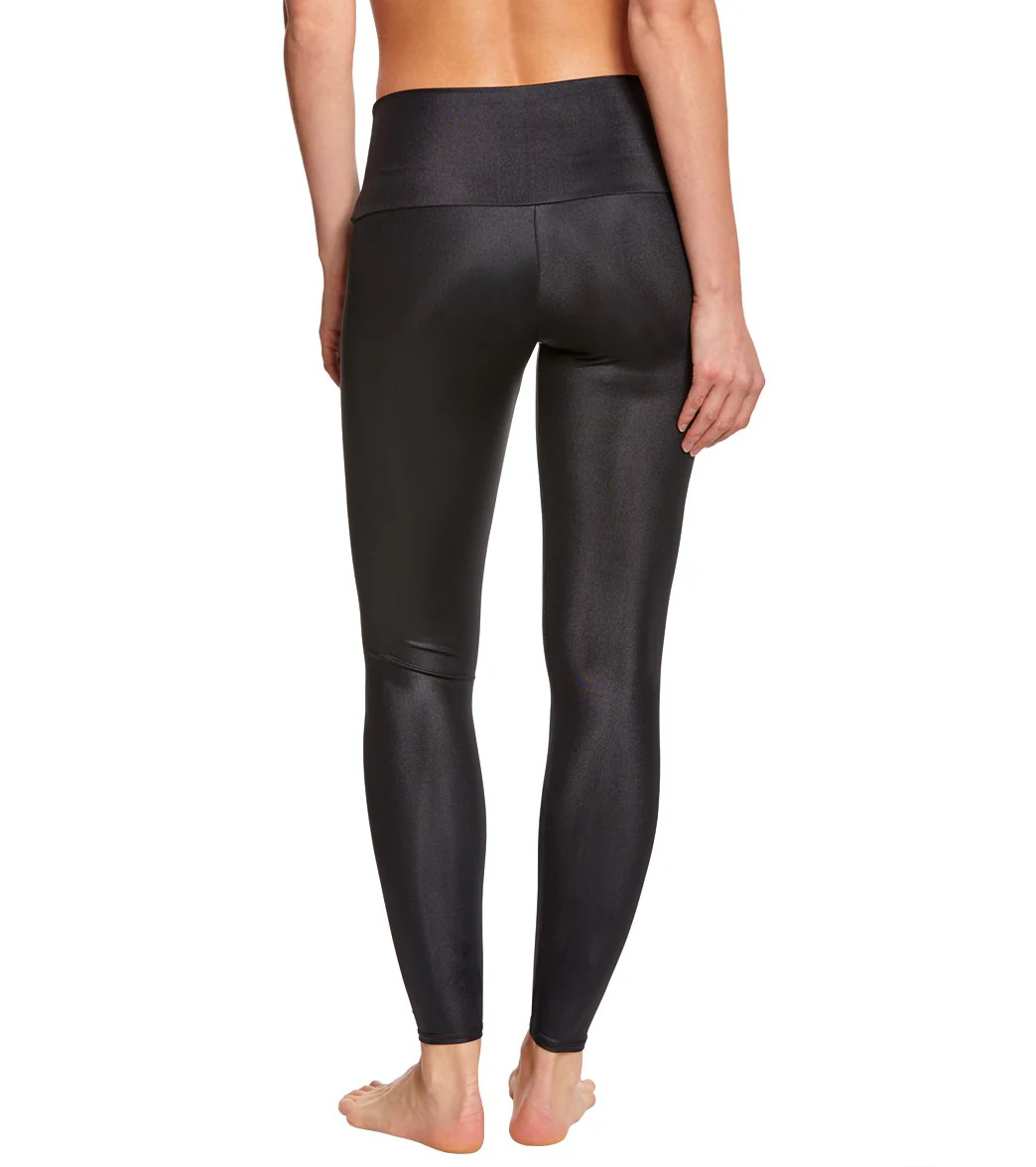 Onzie High Waisted Yoga Leggings Shiny Black