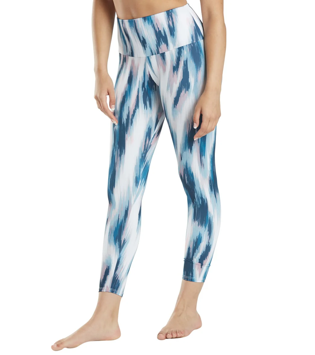 Onzie High Waisted Basic 7/8 Yoga Leggings Indigo Ikat