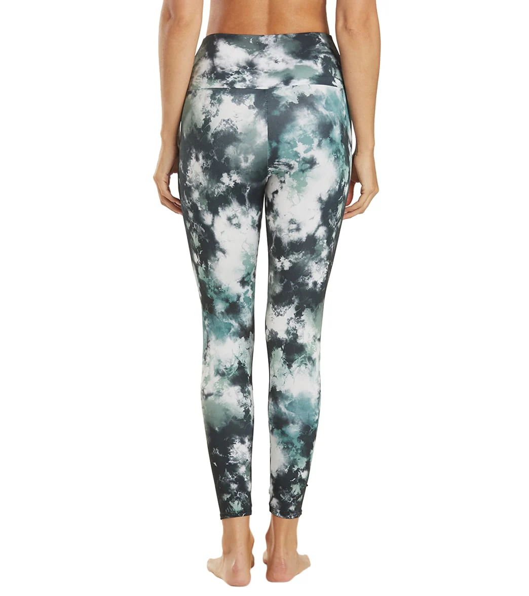 Onzie High Waisted Basic 7/8 Yoga Leggings Evergreen Tie Dye