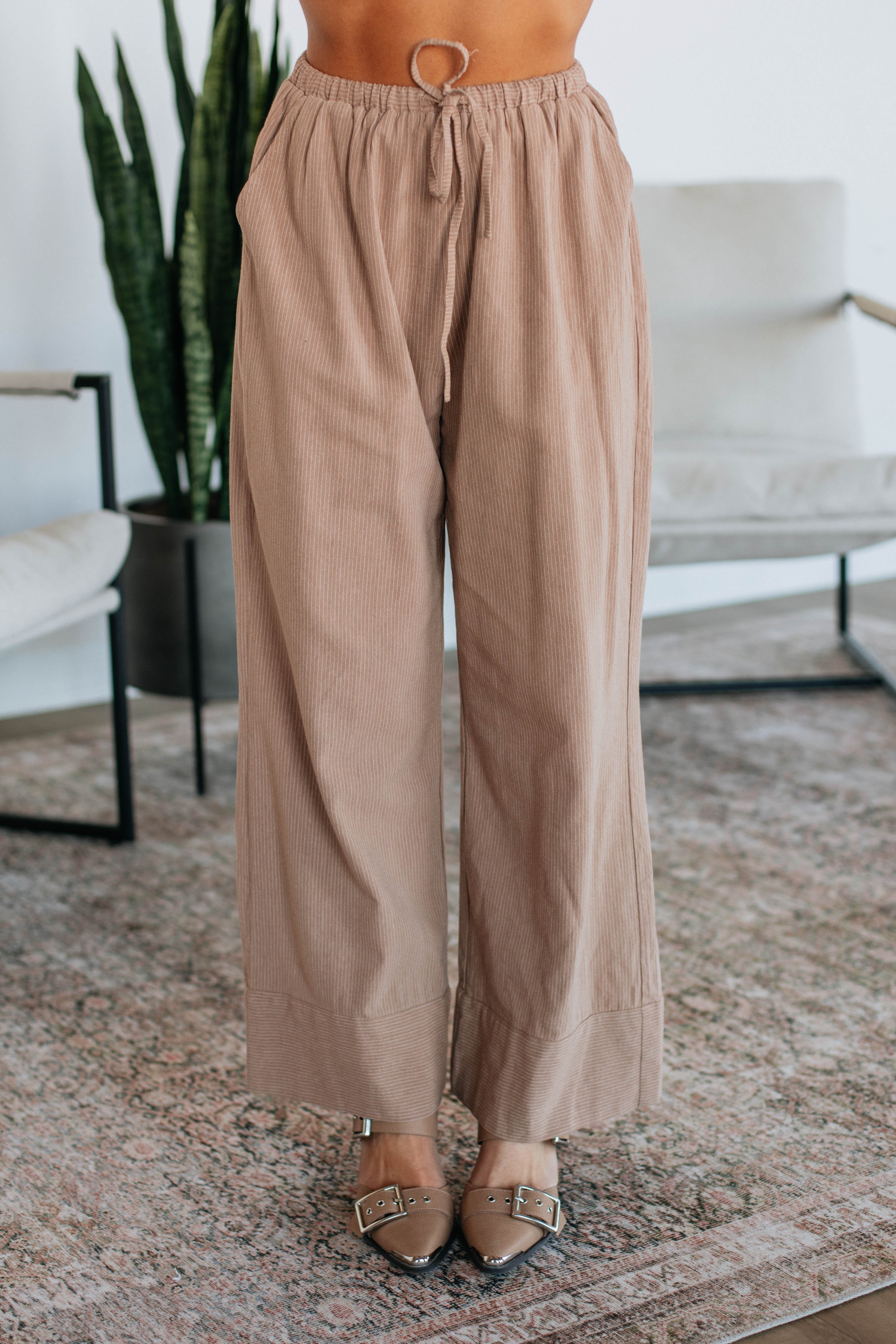 Luvan Striped Pants - Mocha Mix