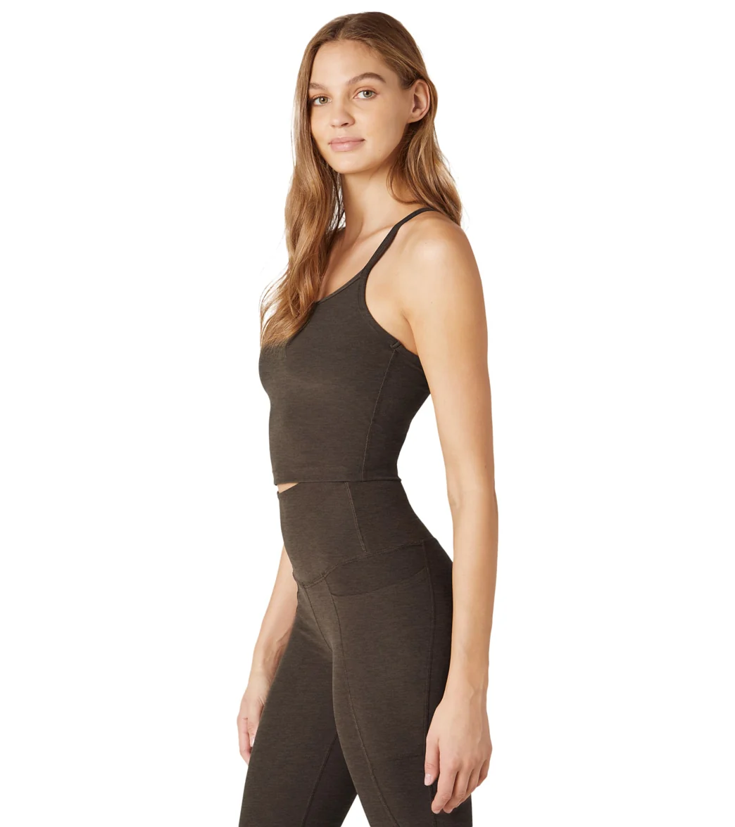 Beyond Yoga Spacedye Slim Racerback Cropped Tank Chocolate Chip Espresso