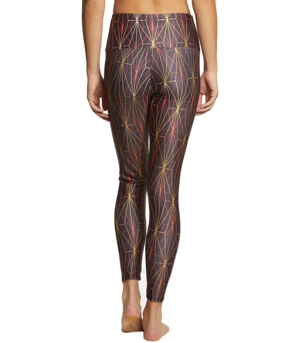 Onzie High Waisted Basic 7/8 Yoga Leggings Golden Matrix