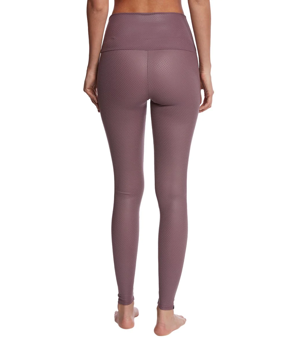Onzie High Waisted Yoga Leggings Purple Haze Fishnet