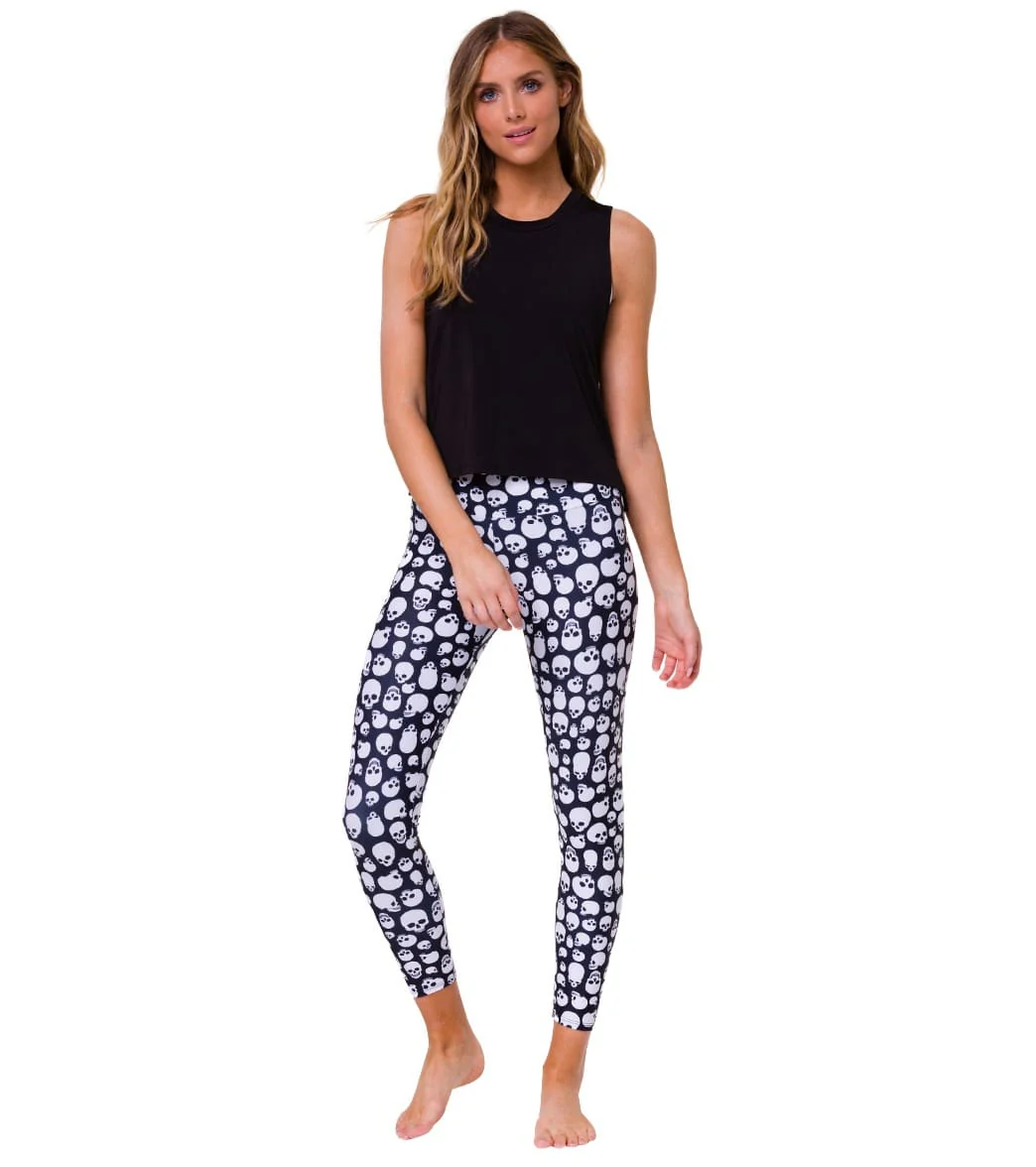 Onzie High Waisted Basic 7/8 Yoga Leggings Skulls