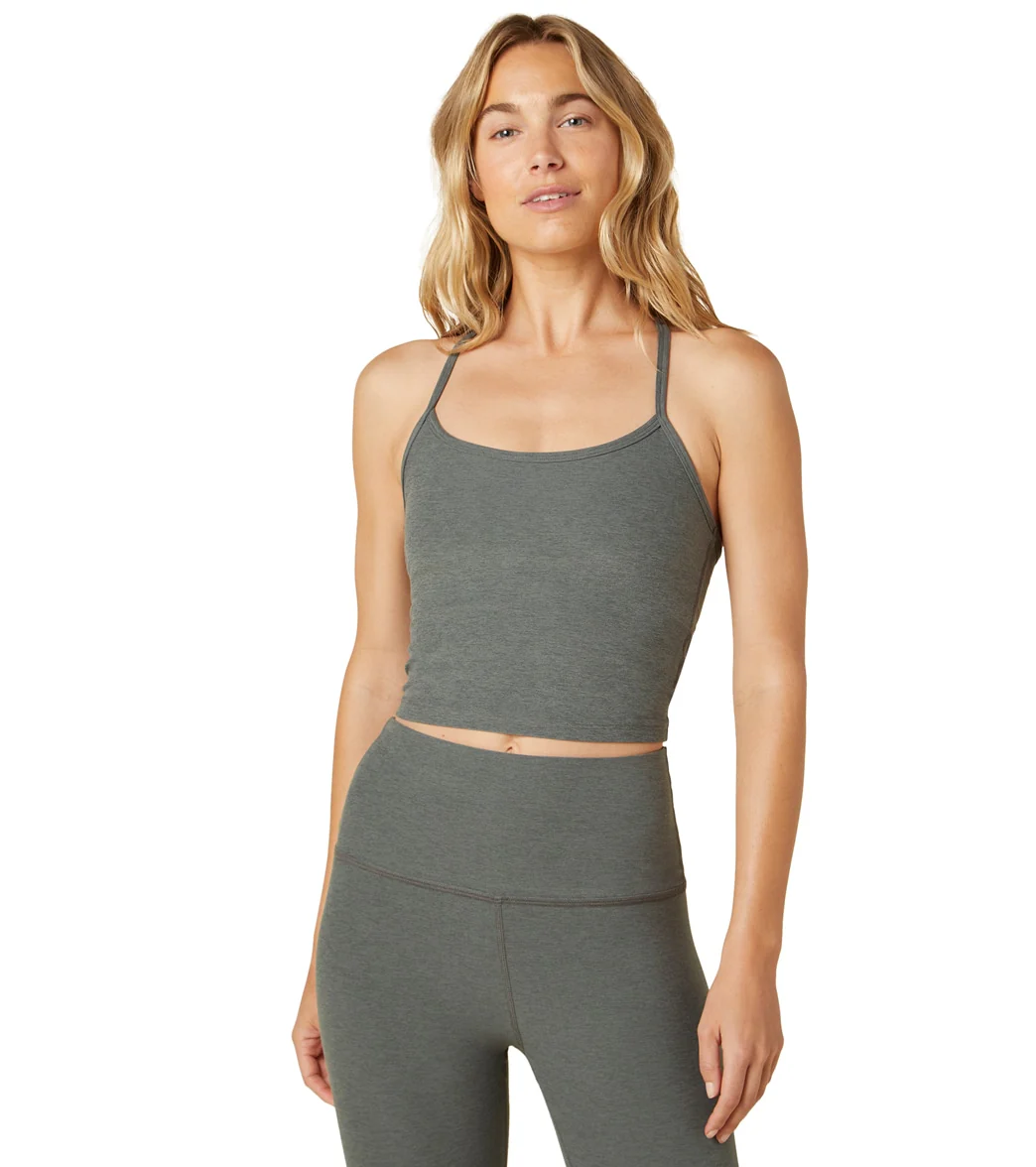 Beyond Yoga Spacedye Slim Racerback Cropped Tank Pewter Heather