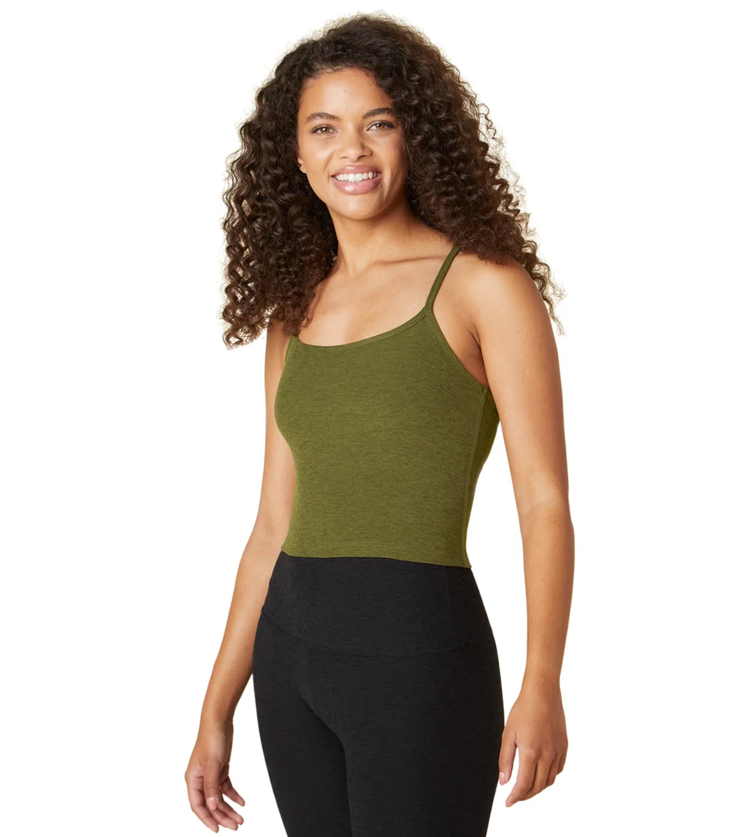 Beyond Yoga Spacedye Slim Racerback Cropped Tank Deep Olive Heather