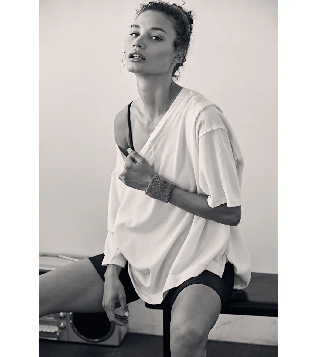 Free People Rugby Match Short Sleeve Tee