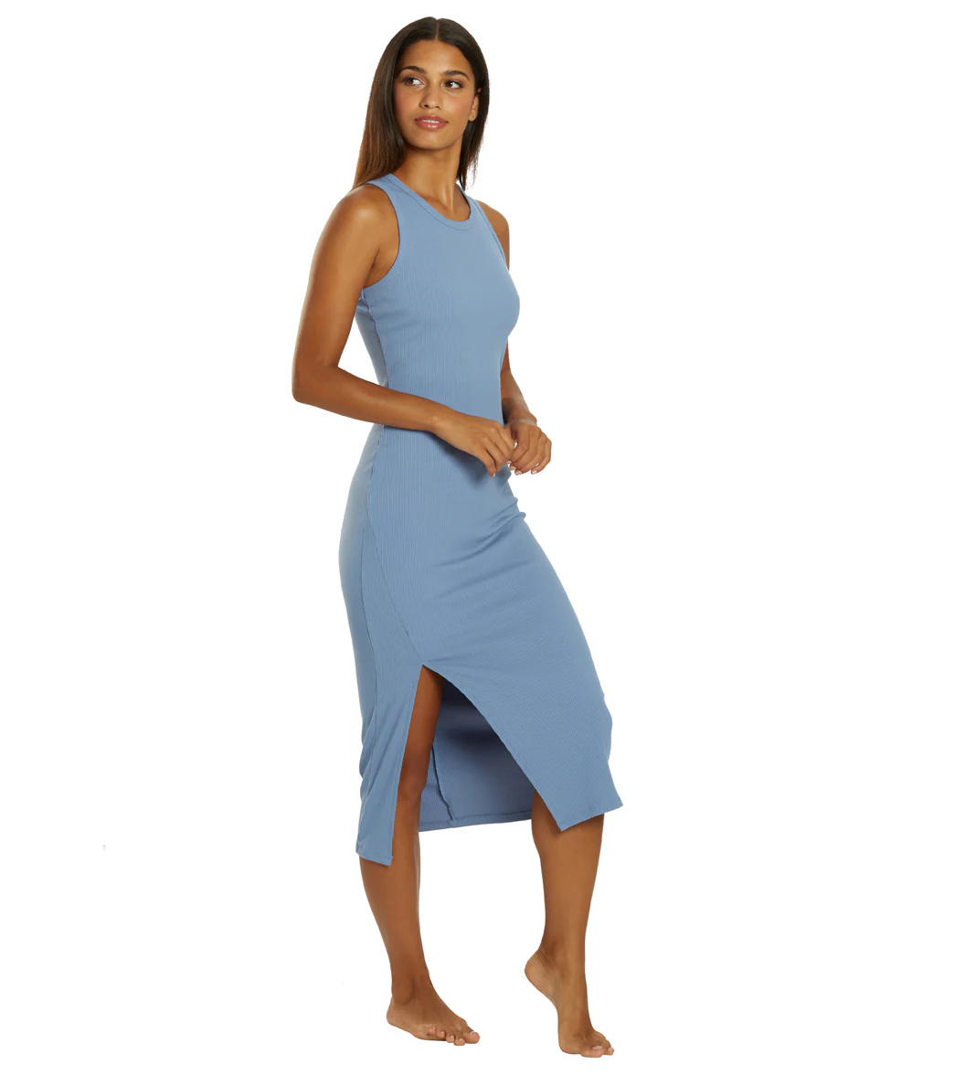 Marika Nikki Side Slit Ribbed Midi Dress