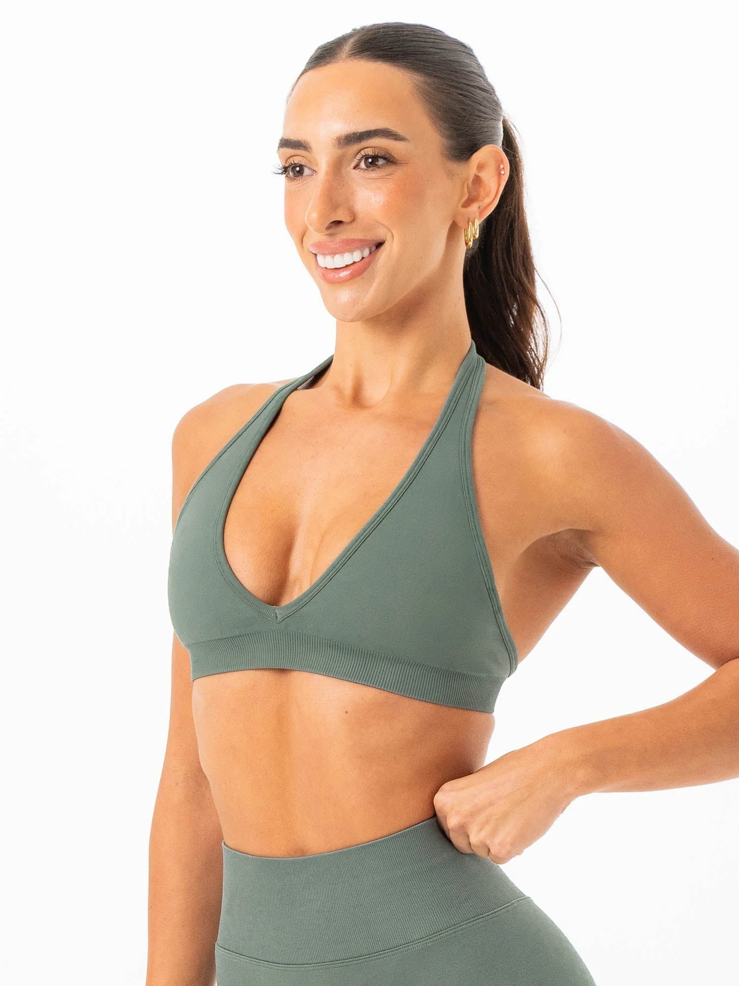 Sculpt Seamless Halter Bra - Forest