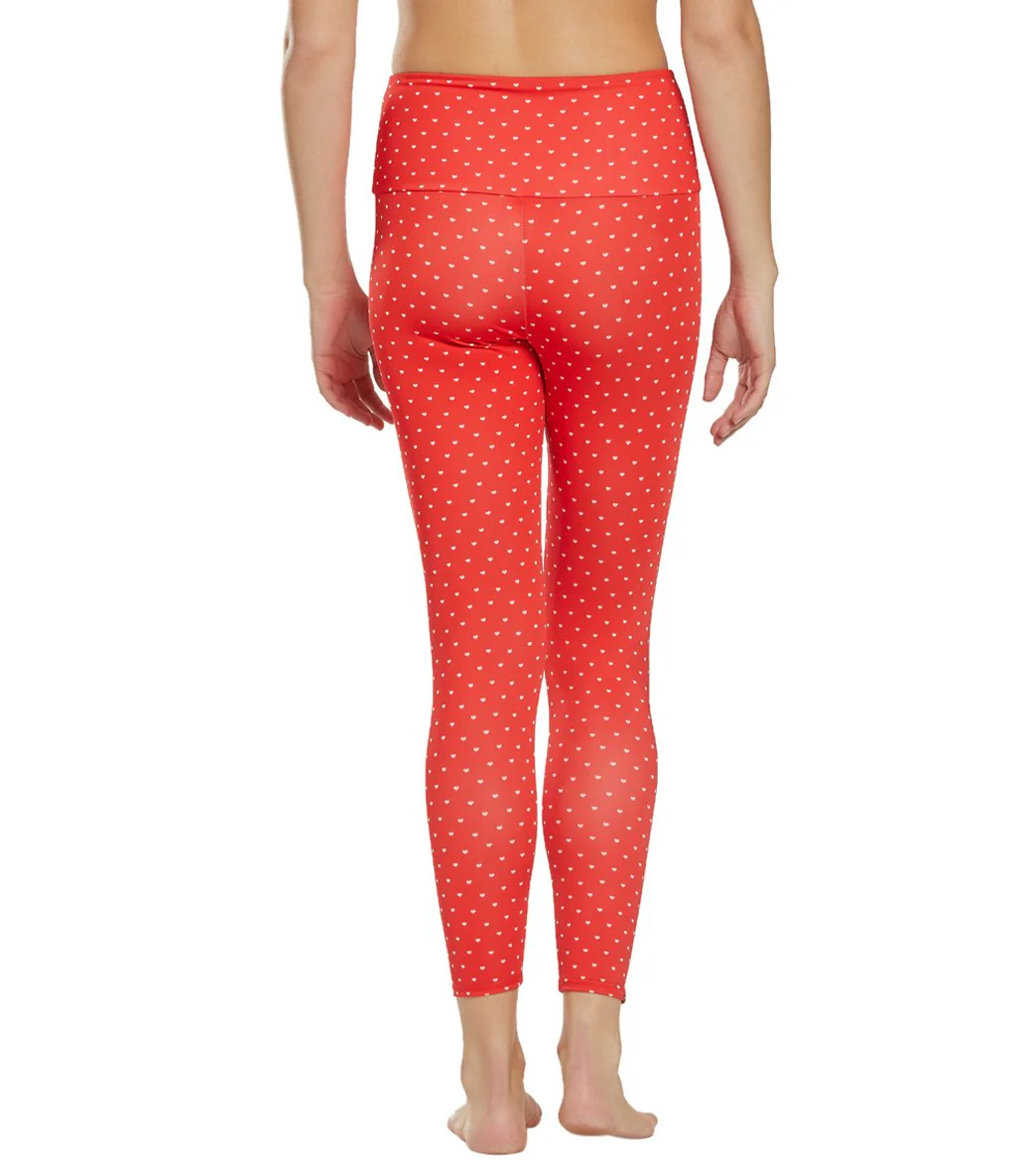 Onzie High Waisted Basic 7/8 Yoga Leggings Red Hot