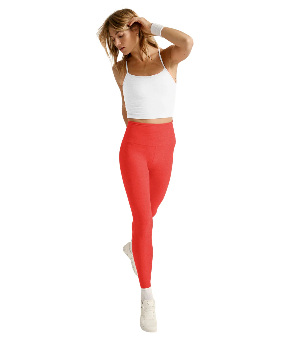 Beyond Yoga Spacedye High Waisted Caught In The Midi 7/8 Yoga Leggings Red Ash Heather